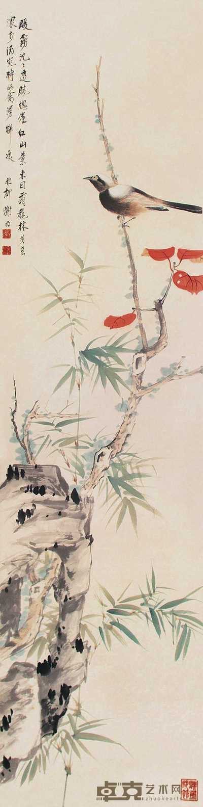 谢稚柳 花鸟 立轴 129×33cm
